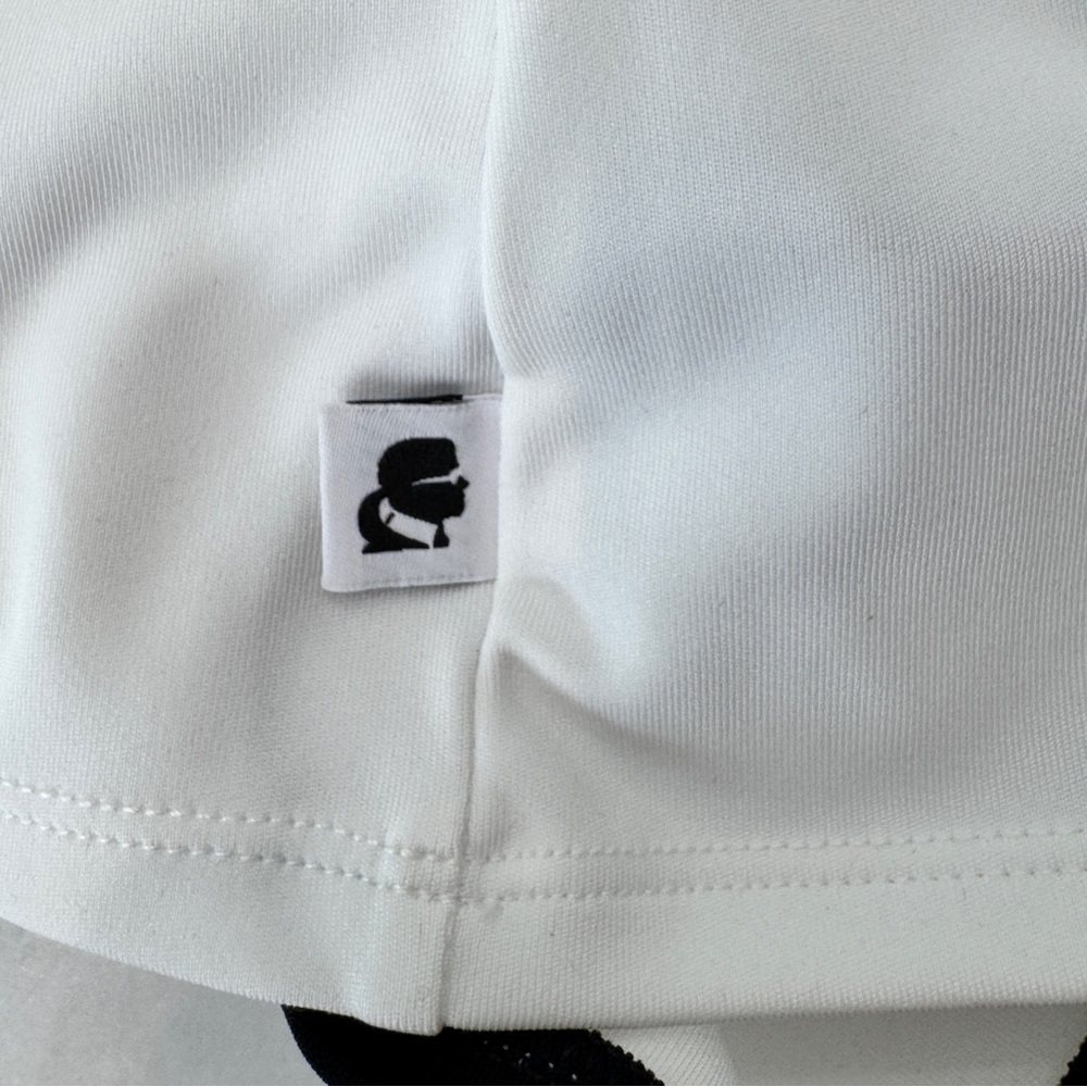 Karl Lagerfeld Paris White Square Neck Tee with Black Trim – Size M - NWT - Picture 4 of 6